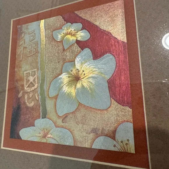 Vintage Japanese Foil Art Framed in Bamboo Frame Measuring 13 X 13 - Picture 2 of 12